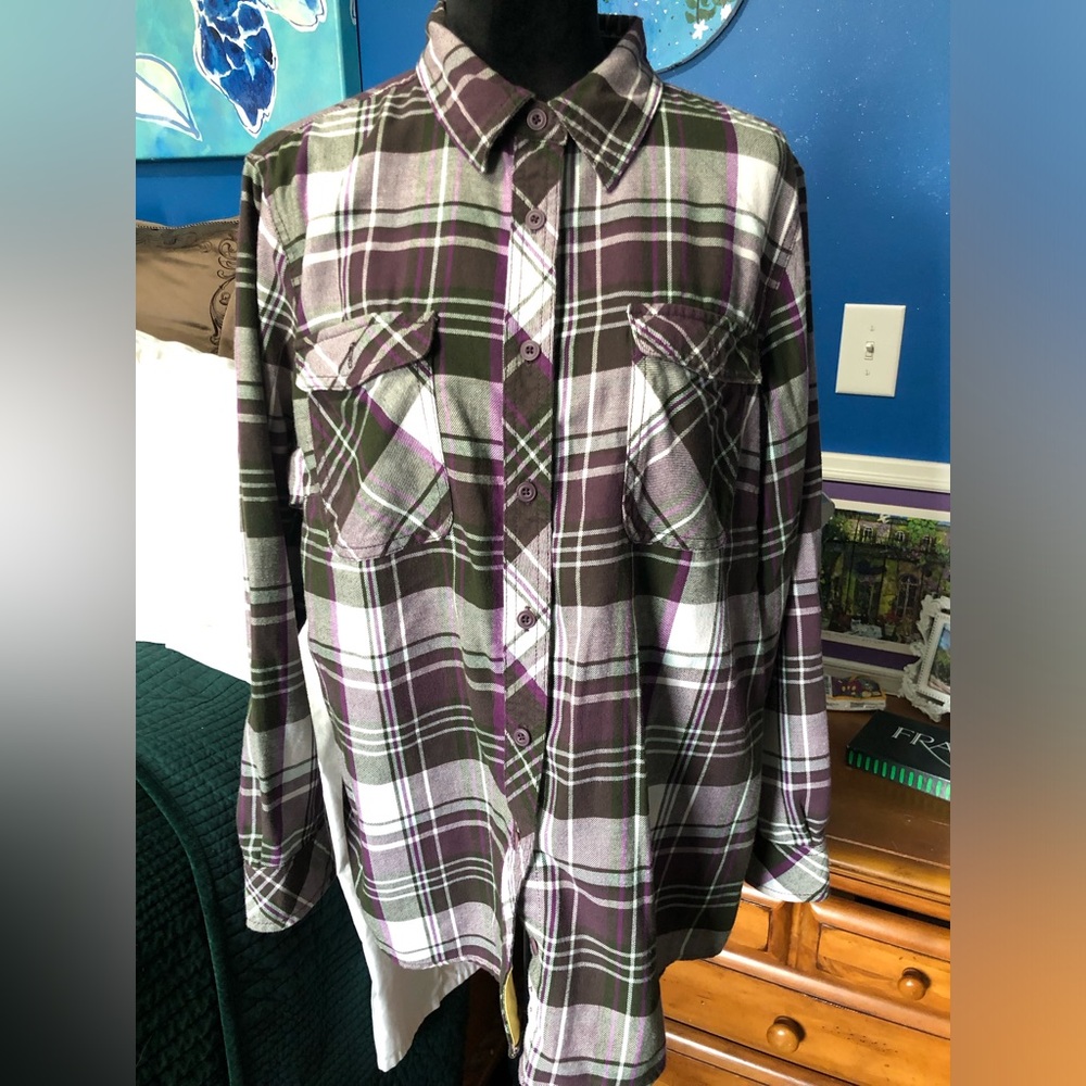 Duluth Trading Co Purple Plaid Shirt Sz. 1X